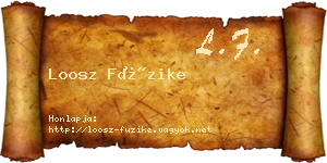 Loosz Füzike névjegykártya